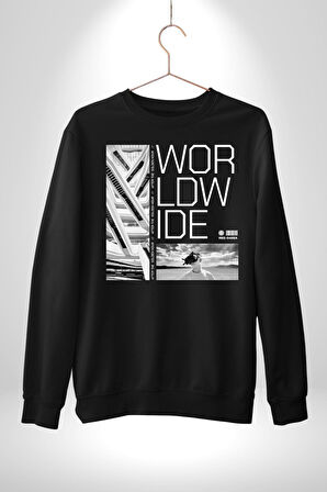 Mimari Fikir Erkek Kadın Unisex Dijital Baskılı Siyah Sweatshirt