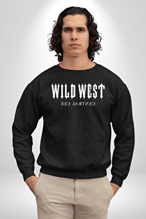 Wild West Central Cee Müzik Erkek Kadın Unisex Dijital Baskılı Siyah Sweatshirt