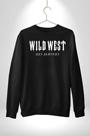 Wild West Central Cee Müzik Erkek Kadın Unisex Dijital Baskılı Siyah Sweatshirt