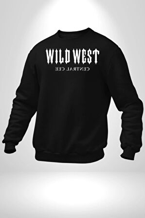 Wild West Central Cee Müzik Erkek Kadın Unisex Dijital Baskılı Siyah Sweatshirt