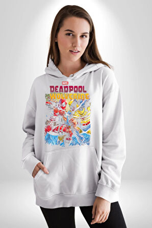 Deadpool Wolverine Film Kahraman Erkek Kadın Beyaz Dijital Baskılı Kapüşonlu Sweatshirt Hoodie