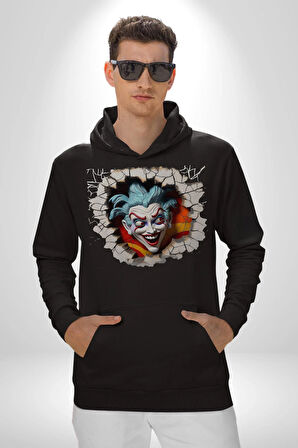 Joker Duvardan Çıkan Sürpriz 3D Erkek Kadın Siyah Dijital Baskılı Kapüşonlu Sweatshirt Hoodie