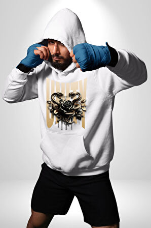 Yapay Zeka Gül Yılan Altın Siyah Gül 3D Erkek Kadın Beyaz Dijital Baskılı Kapüşonlu Sweatshirt Hoodie