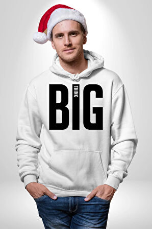 Sokak Sitili Büyük Düşün Erkek Kadın Beyaz Dijital Baskılı Kapüşonlu Sweatshirt Hoodie