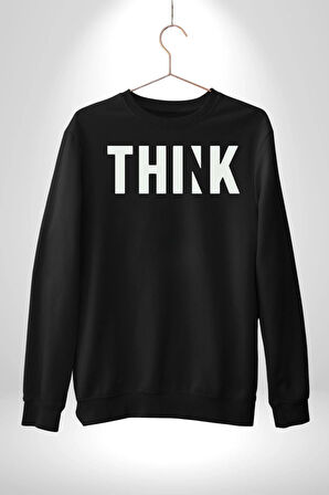 Think Düşünmek Erkek Kadın Unisex Dijital Baskılı Siyah Sweatshirt