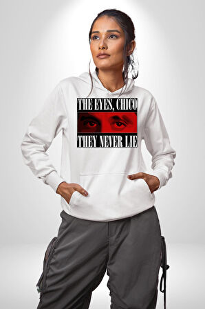 Gözler Dostum , Onlar Asla Yalan Söylemez Erkek Kadın Beyaz Dijital Baskılı Kapüşonlu Sweatshirt Hoodie