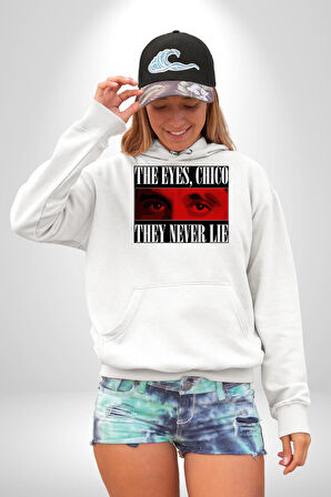 Gözler Dostum , Onlar Asla Yalan Söylemez Erkek Kadın Beyaz Dijital Baskılı Kapüşonlu Sweatshirt Hoodie