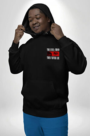 Gözler Dostum , Onlar Asla Yalan Söylemez Erkek Kadın Siyah Ön Sırt Baskılı Kapüşonlu Sweatshirt Hoodie