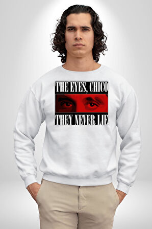 Gözler Dostum , Onlar Asla Yalan Söylemez Erkek Kadın Unisex Dijital Baskılı Beyaz Sweatshirt