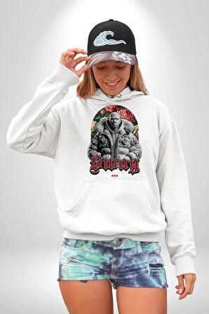 Sınırları Zorlayın  Erkek Kadın Beyaz Dijital Baskılı Kapüşonlu Sweatshirt Hoodie