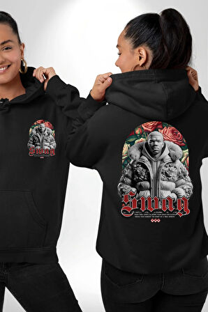Sınırları Zorlayın  Erkek Kadın Siyah Ön Sırt Baskılı Kapüşonlu Sweatshirt Hoodie
