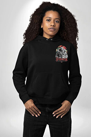 Sınırları Zorlayın  Erkek Kadın Siyah Ön Sırt Baskılı Kapüşonlu Sweatshirt Hoodie
