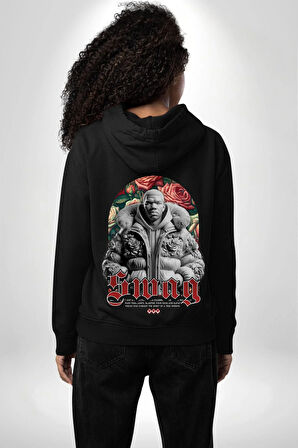 Sınırları Zorlayın  Erkek Kadın Siyah Ön Sırt Baskılı Kapüşonlu Sweatshirt Hoodie