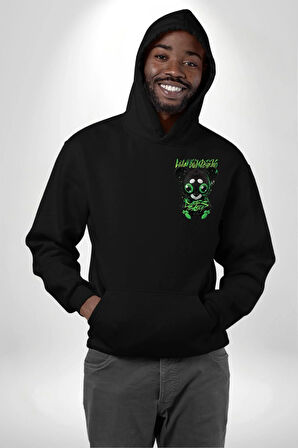 Harvey Duckman Bilim Kurgu, Fantezi Korku Erkek Kadın Siyah Ön Sırt Baskılı Kapüşonlu Sweatshirt Hoodie