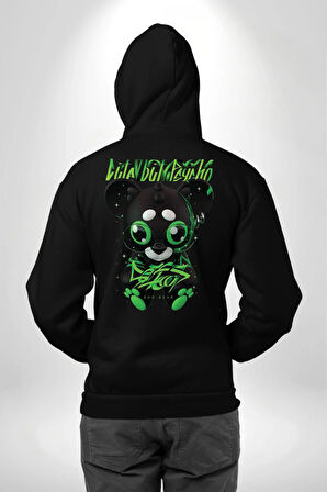Harvey Duckman Bilim Kurgu, Fantezi Korku Erkek Kadın Siyah Ön Sırt Baskılı Kapüşonlu Sweatshirt Hoodie