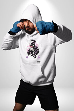 Venom Spider-Man Marvel Kahramanı Erkek Kadın Beyaz Dijital Baskılı Kapüşonlu Sweatshirt Hoodie