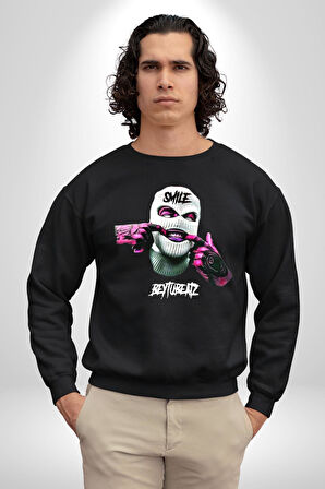 Bonanza Gülen Surat Gangster Erkek Kadın Unisex Dijital Baskılı Siyah Sweatshirt