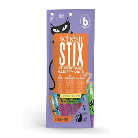 Schesir Cat Stix Karışık Lezzetli Krema Kedi Ödülü 6x15gr