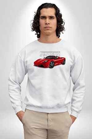 Ferrari F430 Scuderia Spider 16M Erkek Kadın Unisex Dijital Baskılı Beyaz Sweatshirt
