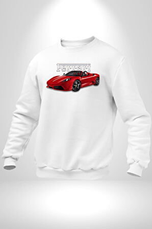 Ferrari F430 Scuderia Spider 16M Erkek Kadın Unisex Dijital Baskılı Beyaz Sweatshirt