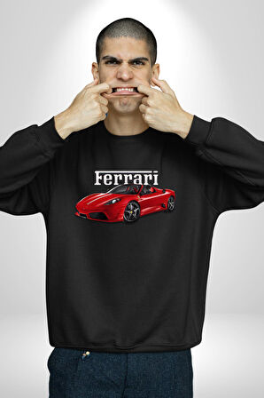 Ferrari F430 Scuderia Spider 16M Erkek Kadın Unisex Dijital Baskılı Siyah Sweatshirt