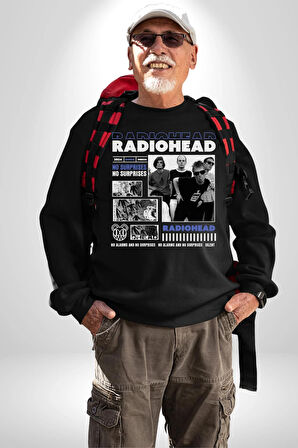 Radio Başlık Sürpriz Yok Sokak Style Erkek Kadın Unisex Dijital Baskılı Siyah Sweatshirt