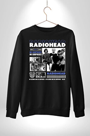 Radio Başlık Sürpriz Yok Sokak Style Erkek Kadın Unisex Dijital Baskılı Siyah Sweatshirt