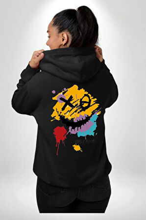 Smile Mood XOX Gülümseme Ruhu Erkek Kadın Siyah Ön Sırt Baskılı Kapüşonlu Sweatshirt Hoodie