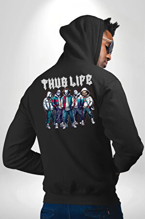 Korku Sineması Korku Kahramanları Haydut Hayatı Erkek Kadın Siyah Ön Sırt Baskılı Kapüşonlu Sweatshirt Hoodie