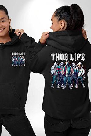 Korku Sineması Korku Kahramanları Haydut Hayatı Erkek Kadın Siyah Ön Sırt Baskılı Kapüşonlu Sweatshirt Hoodie
