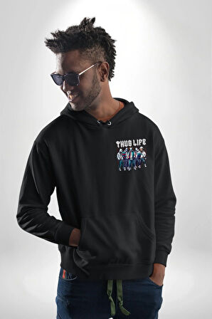 Korku Sineması Korku Kahramanları Haydut Hayatı Erkek Kadın Siyah Ön Sırt Baskılı Kapüşonlu Sweatshirt Hoodie
