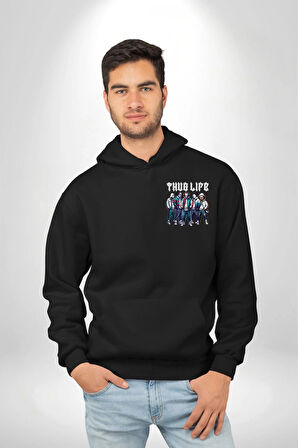 Korku Sineması Korku Kahramanları Haydut Hayatı Erkek Kadın Siyah Ön Sırt Baskılı Kapüşonlu Sweatshirt Hoodie