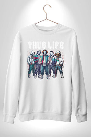 Korku Sineması Korku Kahramanları Haydut Hayatı Erkek Kadın Unisex Dijital Baskılı Beyaz Sweatshirt