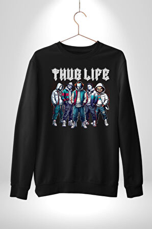 Korku Sineması Korku Kahramanları Haydut Hayatı Erkek Kadın Unisex Dijital Baskılı Siyah Sweatshirt