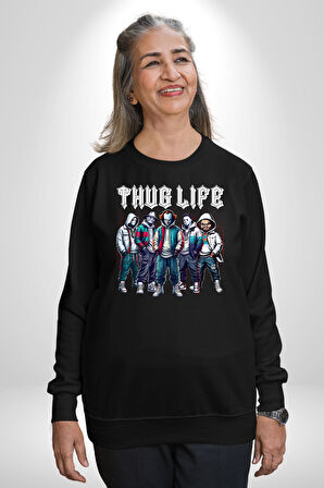 Korku Sineması Korku Kahramanları Haydut Hayatı Erkek Kadın Unisex Dijital Baskılı Siyah Sweatshirt