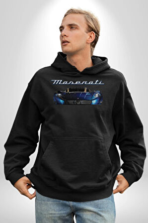 Maserati MC12 Corsa Modeli Araba Erkek Kadın Siyah Dijital Baskılı Kapüşonlu Sweatshirt Hoodie