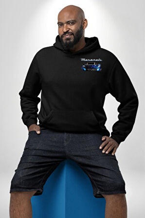 Maserati MC12 Corsa Modeli Araba Erkek Kadın Siyah Ön Sırt Baskılı Kapüşonlu Sweatshirt Hoodie