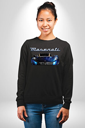 Maserati MC12 Corsa Modeli Araba Erkek Kadın Unisex Dijital Baskılı Siyah Sweatshirt