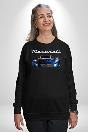 Maserati MC12 Corsa Modeli Araba Erkek Kadın Unisex Dijital Baskılı Siyah Sweatshirt