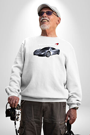 McLaren F1 Araba Erkek Kadın Unisex Dijital Baskılı Beyaz Sweatshirt