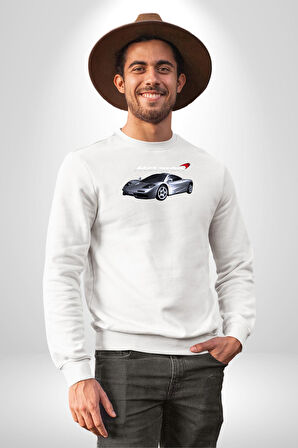 McLaren F1 Araba Erkek Kadın Unisex Dijital Baskılı Beyaz Sweatshirt
