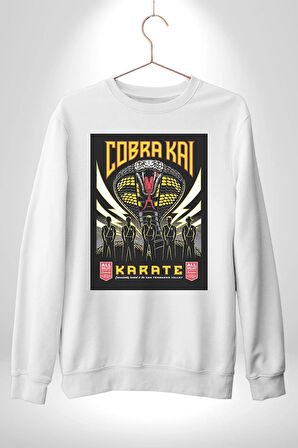 Cobra Kai Yılan Karete Dizi Film Erkek Kadın Unisex Dijital Baskılı Beyaz Sweatshirt