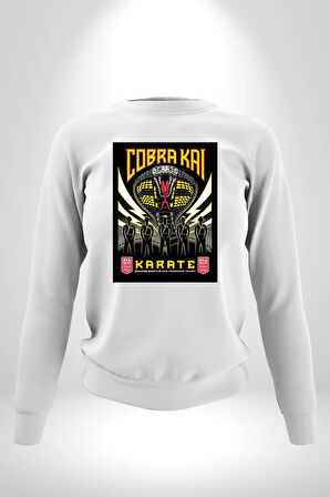Cobra Kai Yılan Karete Dizi Film Erkek Kadın Unisex Dijital Baskılı Beyaz Sweatshirt