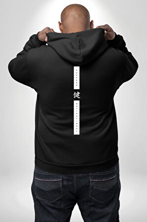 Başarı Motivasyon Dik Tasarım Erkek Kadın Siyah Ön Sırt Baskılı Kapüşonlu Sweatshirt Hoodie