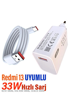 Redmi 13 Şarj Aleti 33W HIZLI Şarj ve Kablosu