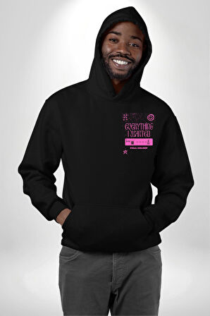 İstediğim Şey Uykuda Kalmak Erkek Kadın Siyah Ön Sırt Baskılı Kapüşonlu Sweatshirt Hoodie
