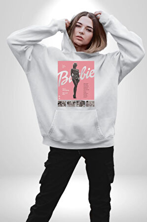 Barbie Film Poster Retro Tasarım Erkek Kadın Beyaz Dijital Baskılı Kapüşonlu Sweatshirt Hoodie