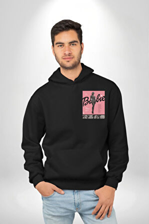 Barbie Film Poster Retro Tasarım Erkek Kadın Siyah Ön Sırt Baskılı Kapüşonlu Sweatshirt Hoodie
