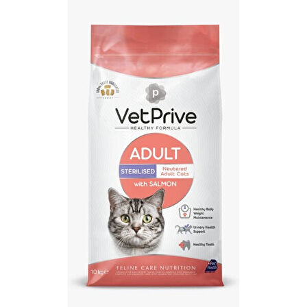 Vet Prive Sterilised Somonlu Yetişkin Kısırlaştırılmış Kedi Maması 1.5 Kg