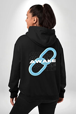 Zincirini Kır Uyan Erkek Kadın Siyah Ön Sırt Baskılı Kapüşonlu Sweatshirt Hoodie